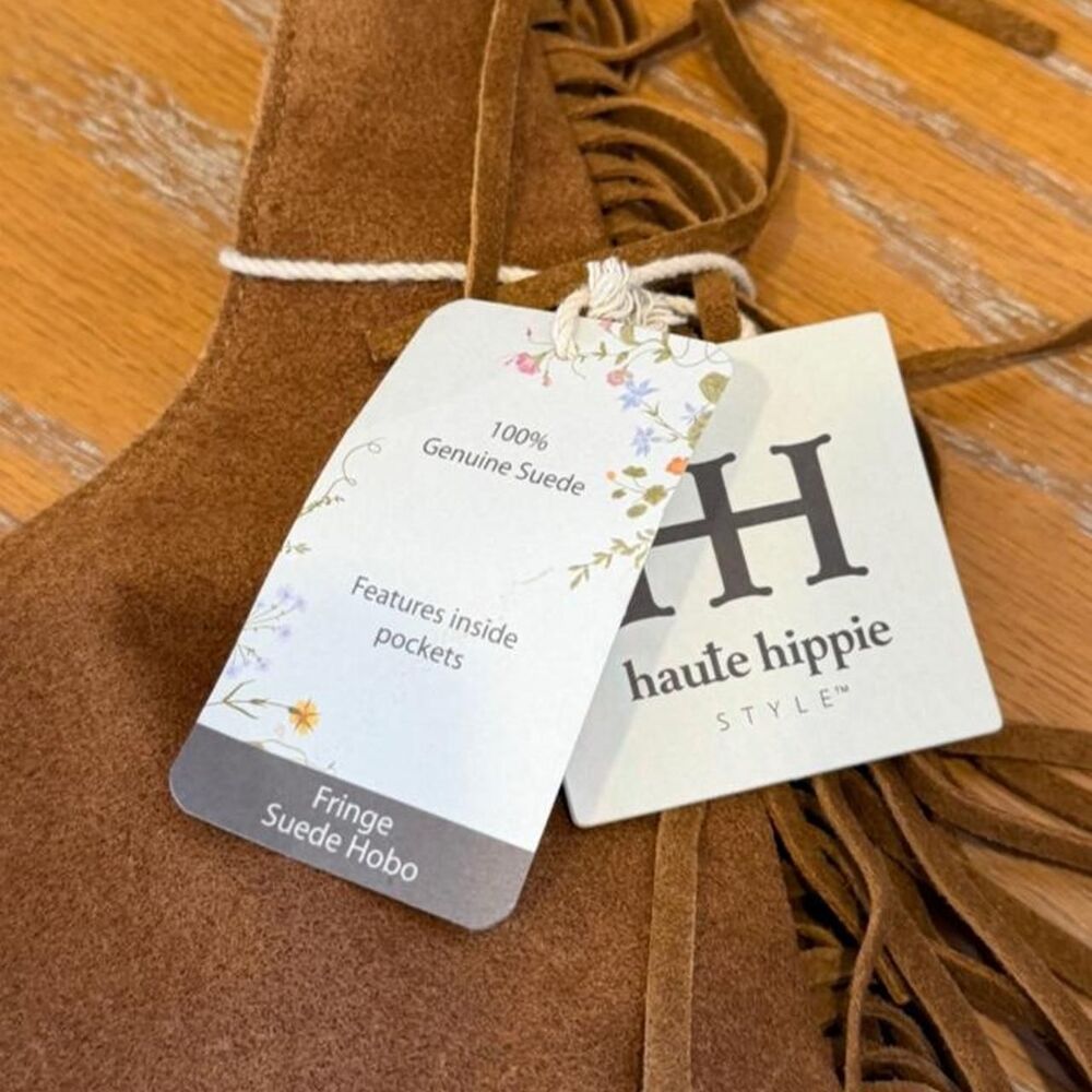 *SOLD* NWT Haute Hippie Tan Fringe Suede Hobo - Picture 7 of 8
